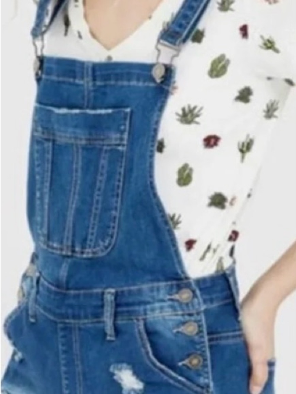 Kancan Denim Short Overalls - Light Blue style ESTILO size LARGE
